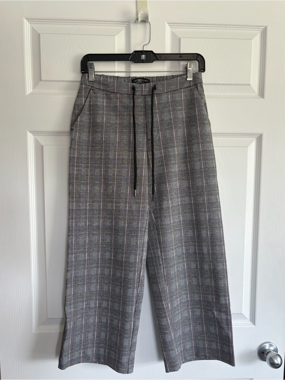 Liverpool Gray Plaid women’s Drawstring Trousers